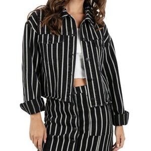 Hurley Black and White Striped Wide Leg Pants and jacket